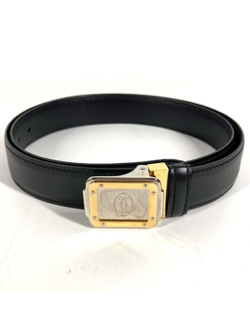 Cartier Belt Santos Logo Leather Black